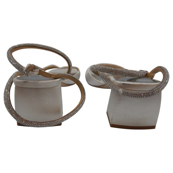 Badgley Mischka Infinity Rhinestone Ankle Strap Satin Block Heels Sandals Sz 9.5 - Picture 5 of 8